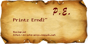 Printz Ernő névjegykártya